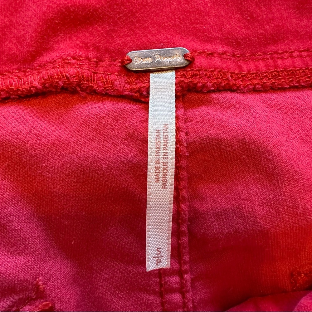 Free People In My Feelings Red Velvet Crop Slim Flare Side Zip Pant, Small - Picture 4 of 10